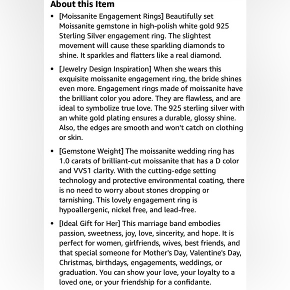 ❤️KRKC Moissanite Ring 1 Carat❤️ NIB - Picture 11 of 11